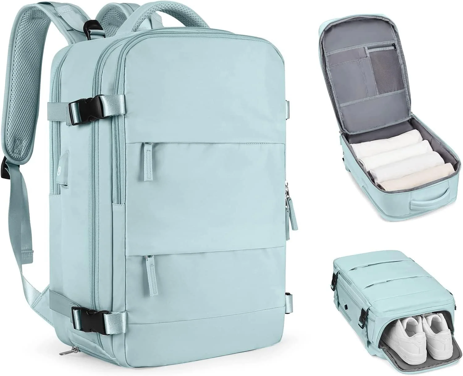 کوله پشتی بزرگ مسافرتی زنانه SKADE، کوله پشتی دستی، کوله پشتی پیاده روی ضد آب ورزشی در فضای باز کوله پشتی روزمره کیف مدرسه (آبی)