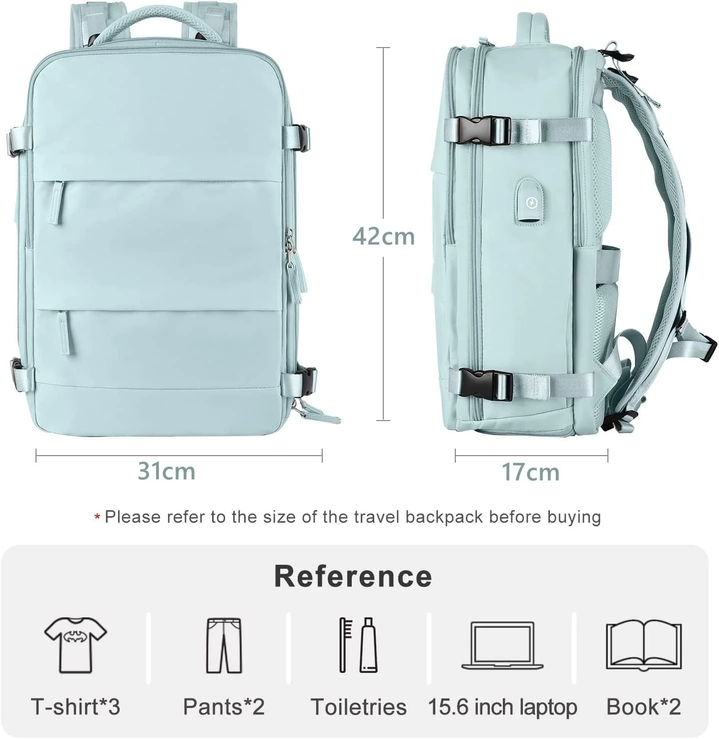 کوله پشتی بزرگ مسافرتی زنانه SKADE، کوله پشتی دستی، کوله پشتی پیاده روی ضد آب ورزشی در فضای باز کوله پشتی روزمره کیف مدرسه (آبی)