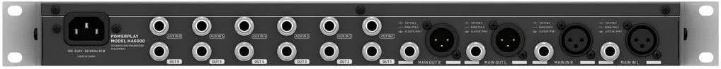 تقویت کننده و توزیع کننده هدفون 6 کاناله Behringer Powerplay HA6000 با خروجی های پرقدرت، اکولایزر 2 باندی، بالانس و نشانگر LED | HA6000