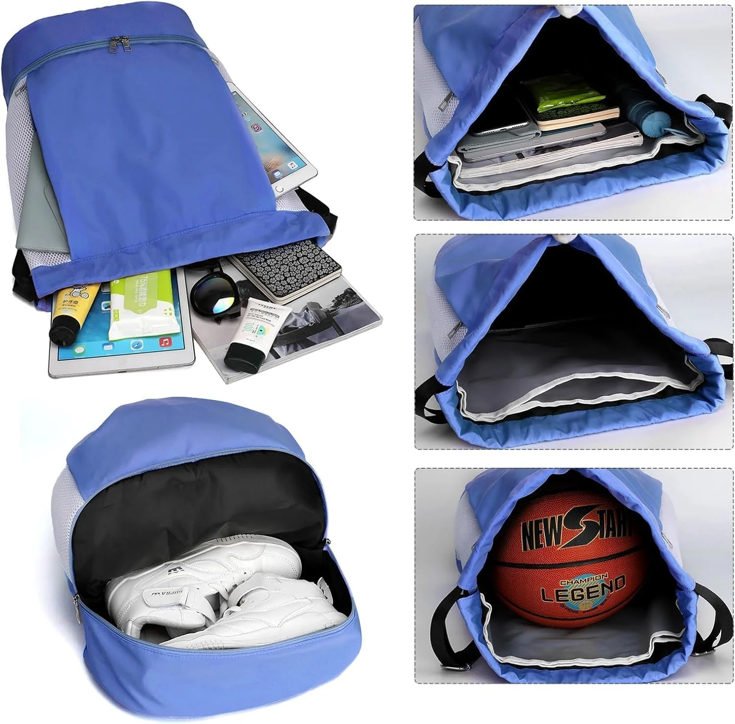 کوله پشتی بزرگ بند دار، کیف ورزشی، کیف بسکتبال، کیف بند دار، کیف شنا و ساحل برای زنان و مردان