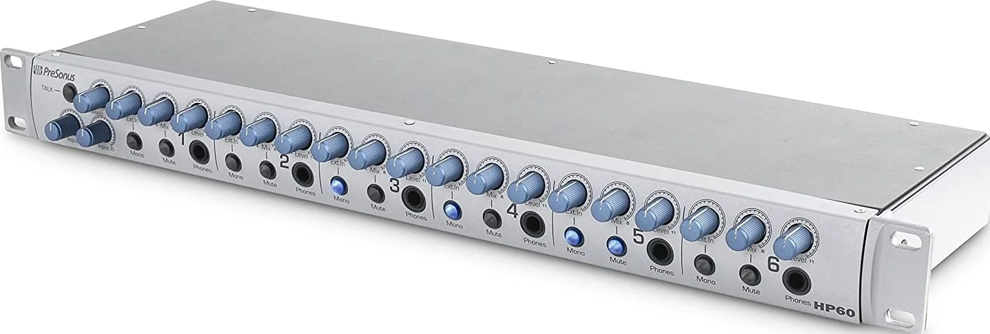 تقویت کننده و میکسر هدفون 6 کاناله PreSonus HP60 - سیستم مانیتورینگ حرفه ای Rackmount با Talkback و میکس های مستقل برای استودیو و اجرای زنده | HP60