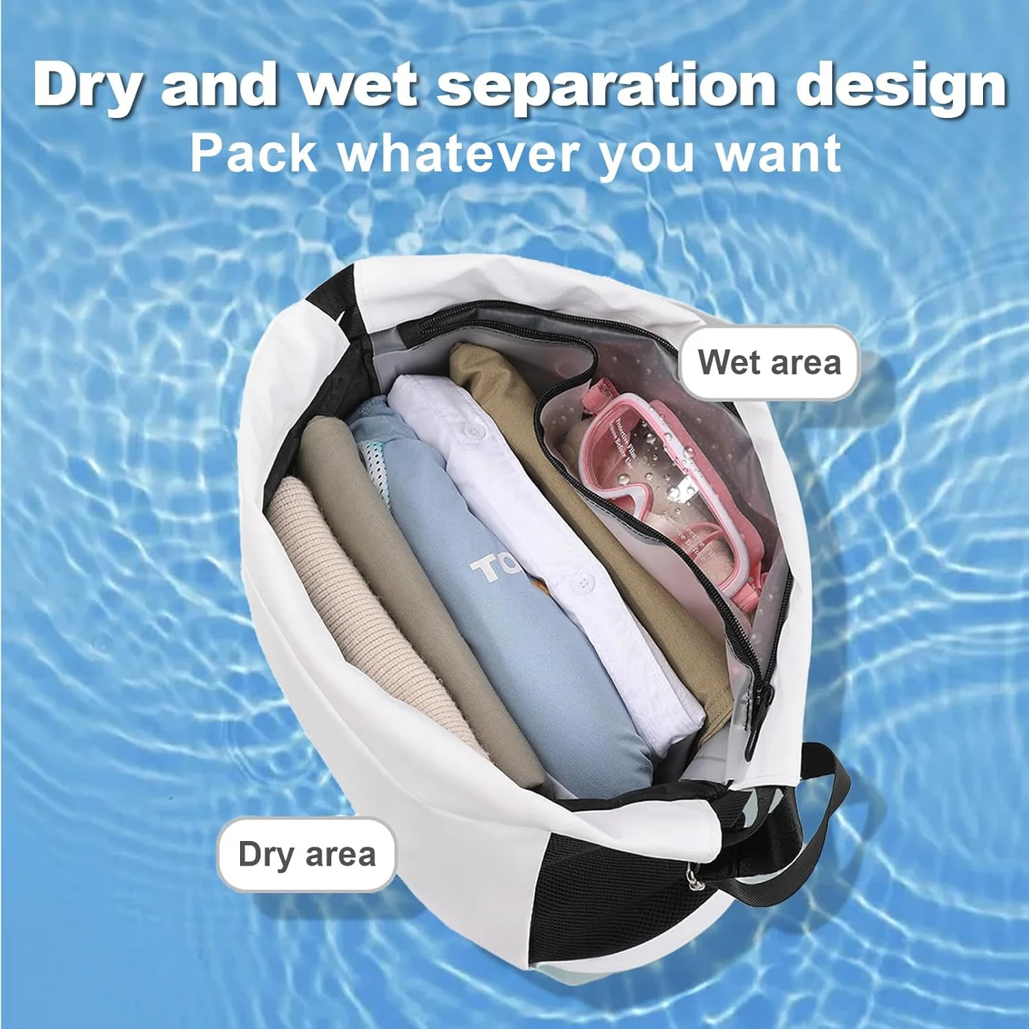 کیف کوله پشتی ضد آب U-HOOME با بند کشی و جداسازی خشک و تر، کیف شنا برای مردان و زنان، کوله پشتی بادوام برای ورزش، پیاده روی، مسافرت و کمپینگ | بسکتبال