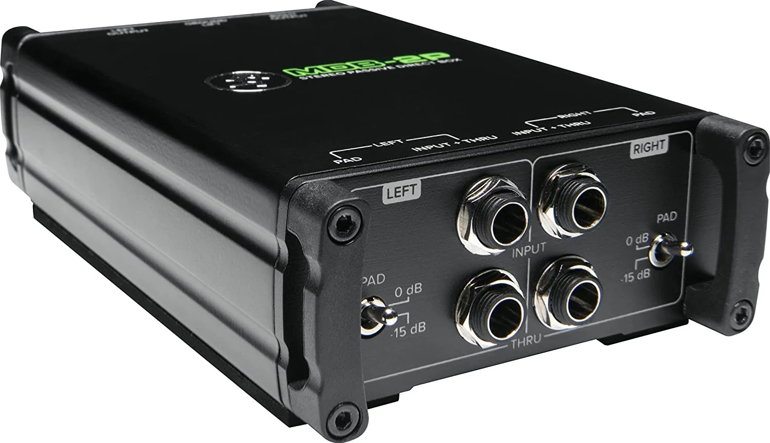 جعبه مستقیم پسیو استریو Mackie، 2 ورودی نامتعادل 1/4 اینچی و جک های عبوری TS، 2 خروجی متعادل XLR 3 پین، نویز و اعوجاج فوق العاده کم، مشکی | MDB-2P