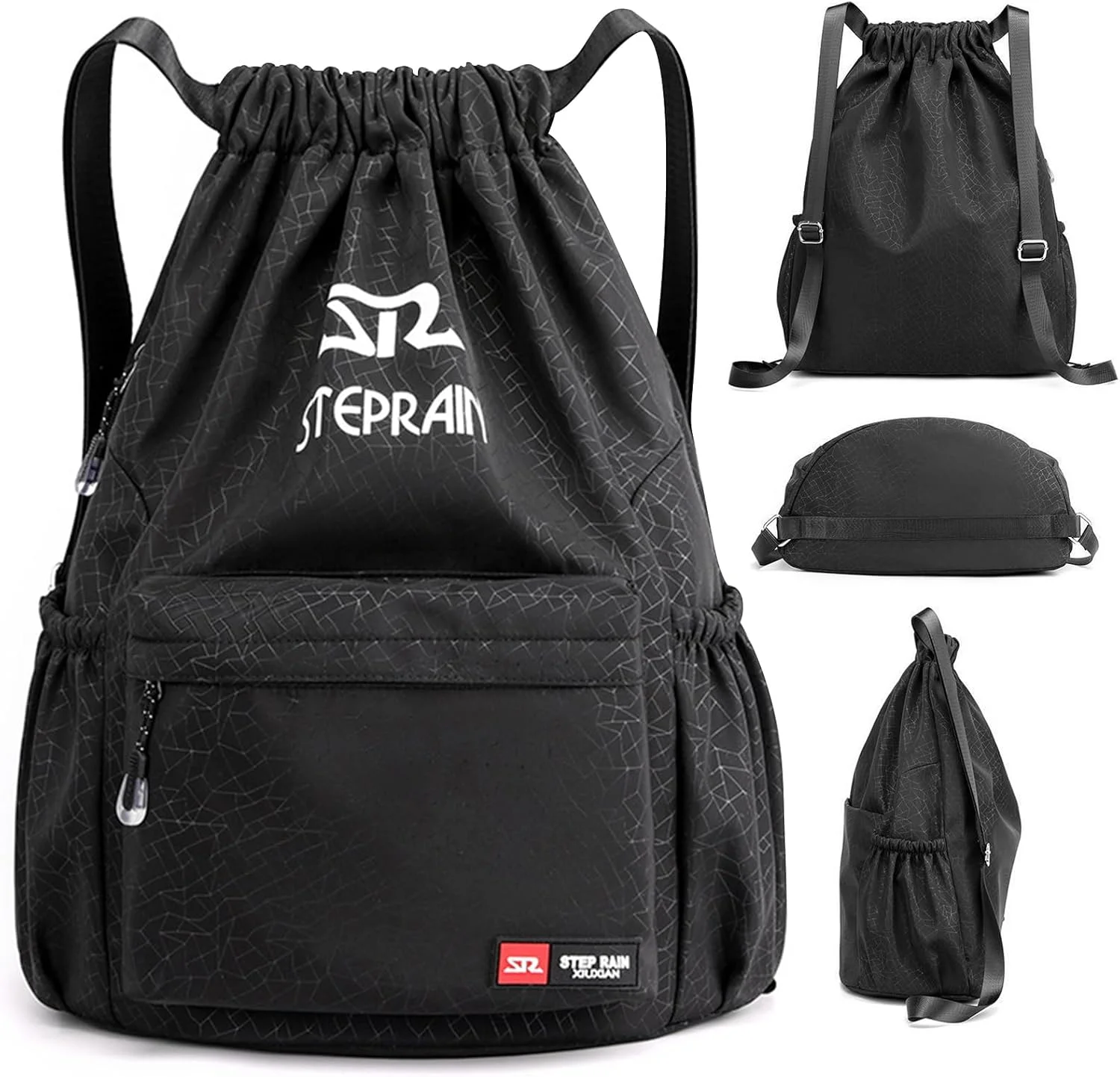 کیف کوله پشتی ورزشی بند دار URbazaar ضد آب با جیب های جلو و کناری، کوله پشتی ورزشی سبک وزن برای باشگاه، شنا، مسافرت، M