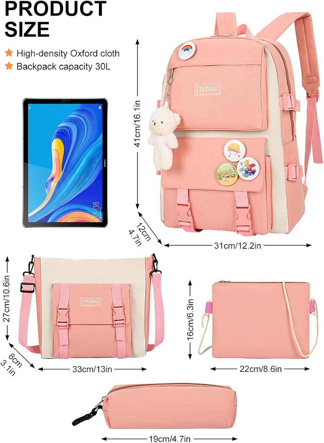 کیف مدرسه ای کودکانه URbazaar، کوله پشتی دانش آموزی، کوله پشتی مدرسه، بند شانه ای قابل تنظیم، کیف کتاب ضد آب با ظرفیت زیاد، کیف مدرسه ابتدایی راهنمایی دبیرستان