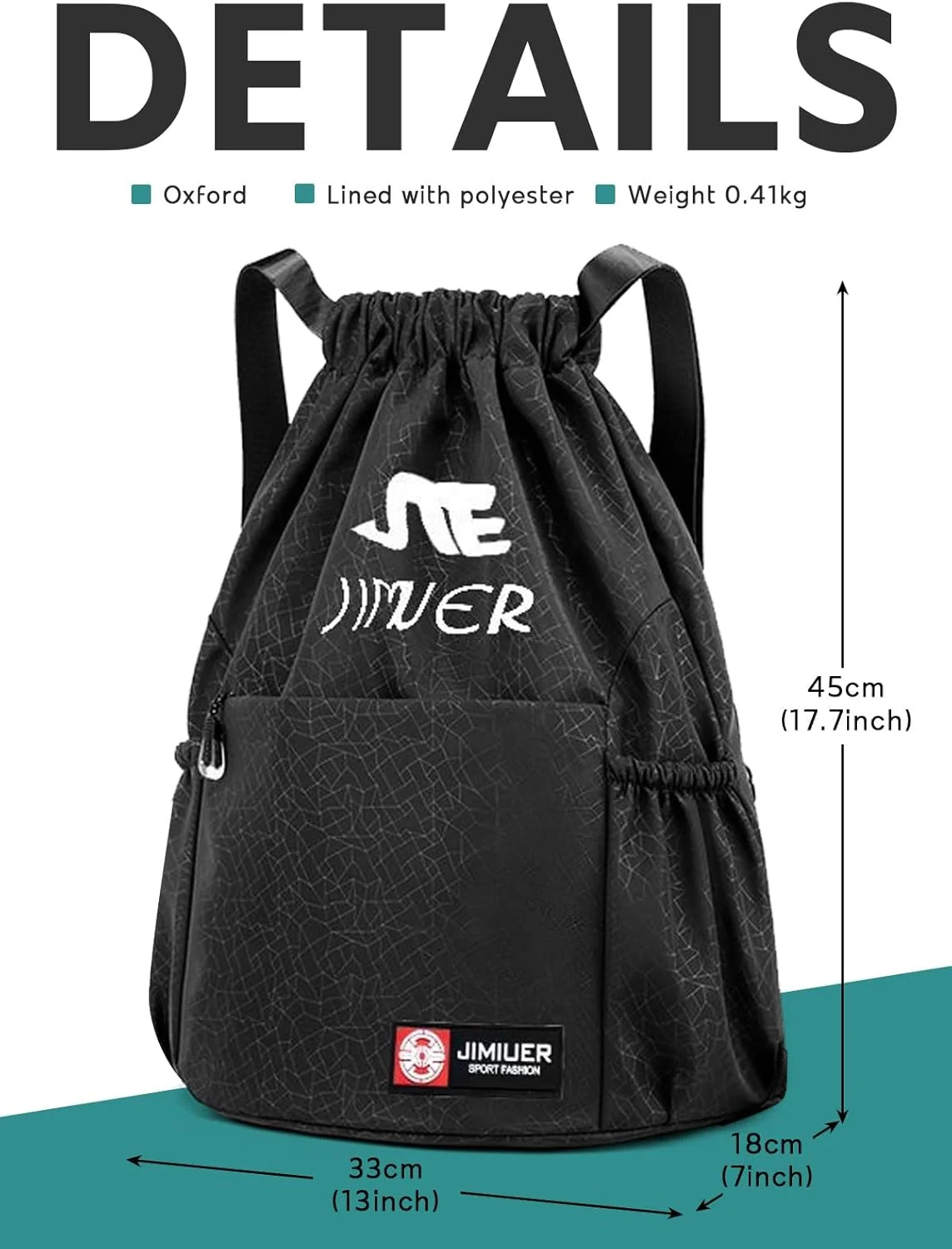 کیف کوله پشتی ورزشی بند دار URbazaar ضد آب با جیب های جلو و کناری، کوله پشتی ورزشی سبک وزن برای باشگاه، شنا، مسافرت، M