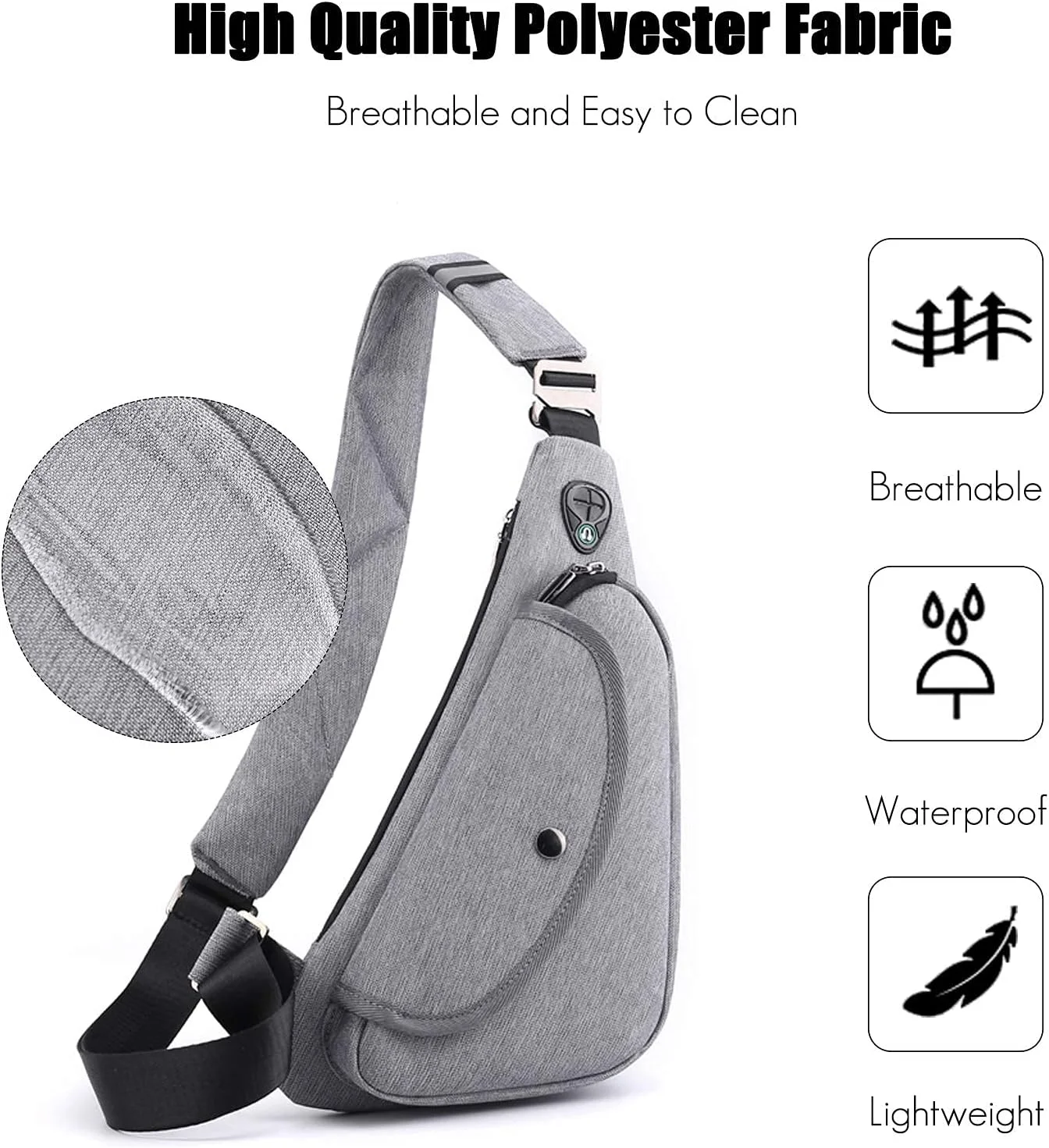 کیف دوشی اسلینگ، کوله پشتی نامتقارن مردانه فوق سبک، کیف سینه ای چند منظوره، کیف کراس بادی پسرانه، مناسب ورزش های فضای باز، مسافرت، باشگاه، دویدن، پیاده روی، کوله پشتی روزانه، دوچرخه سواری، کمپینگ، کیف مسافرتی فضای باز (خاکستری A)