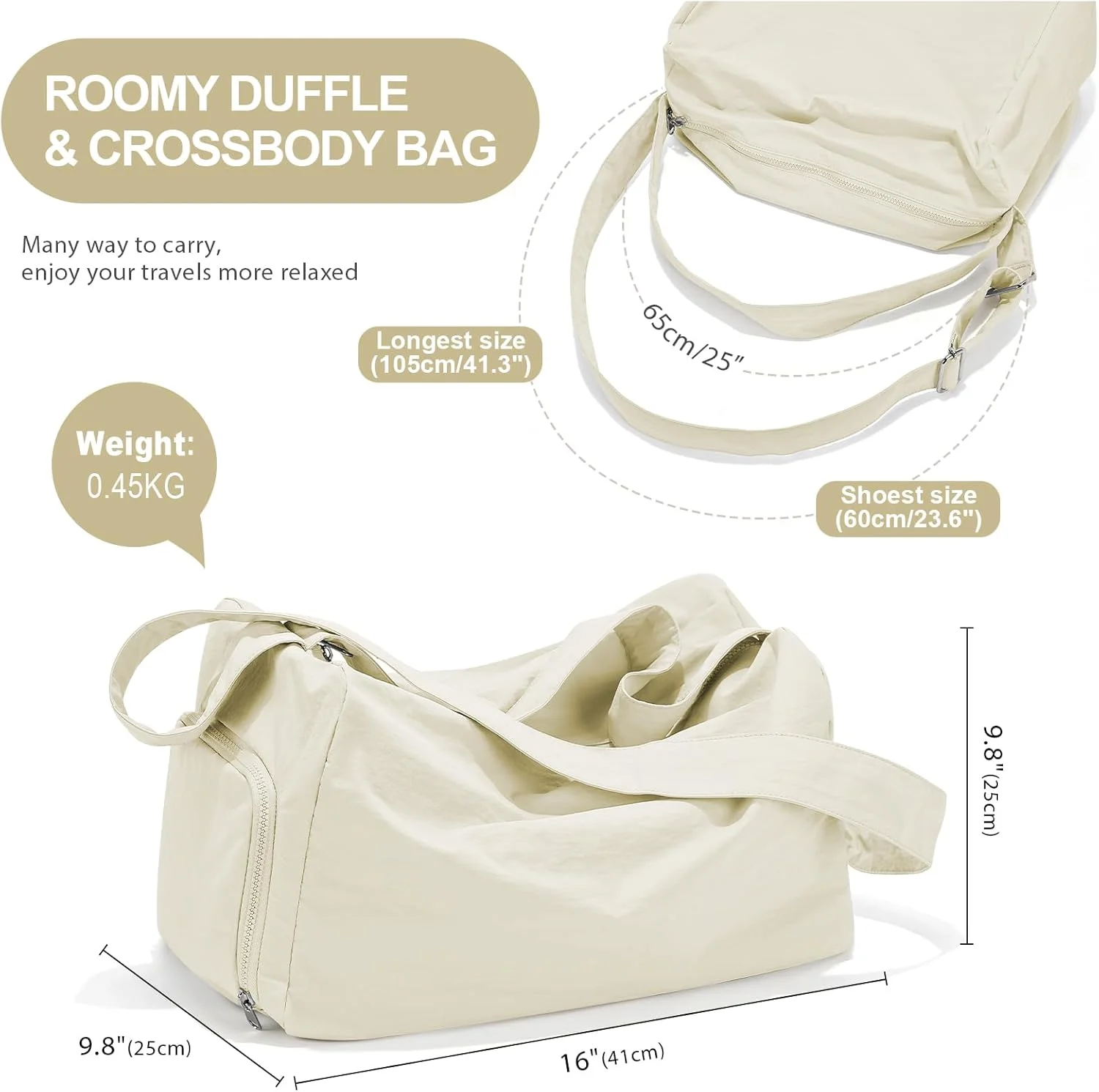 کیف ورزشی کوچک با محفظه کفش، کیف دافل ورزشی برای مسافرت بانوان، کیف دستی ضد آب سبک وزن برای شنا، یوگا، رقص