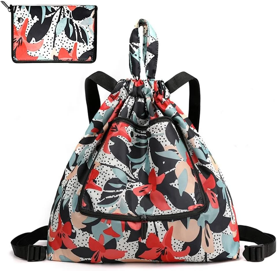 کیف بندکشی ضدآب، کیف ورزشی تاشو، کوله پشتی ورزشی مسافرتی بندکشی، کوله پشتی سبک وزن غیررسمی در فضای باز، برای خرید باشگاه، پیاده روی، یوگا، برای مردان، زنان، دختران و دانش آموزان