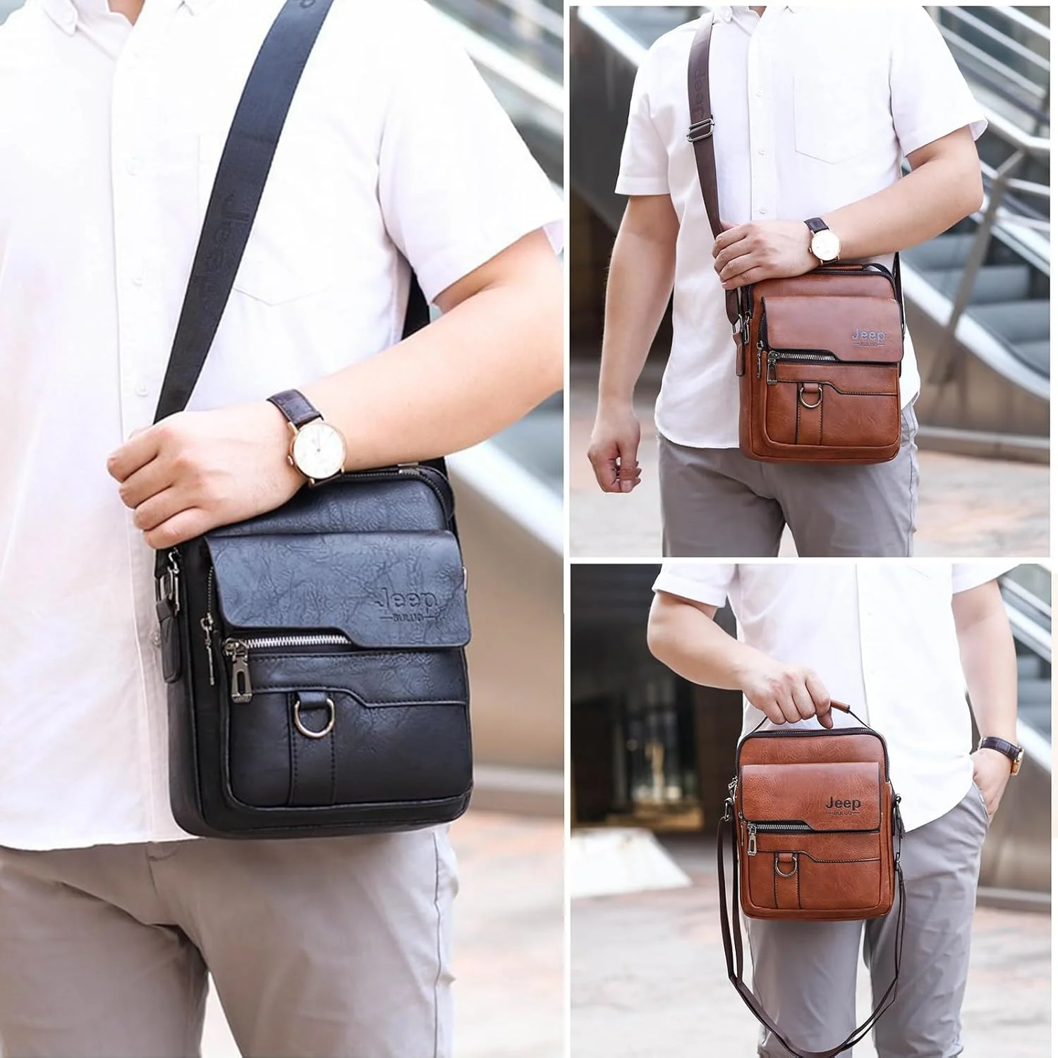 کیف دوشی یک طرفه، کیف سینه ای و شانه ای VUCATIN برای مردان و زنان، کوله پشتی شانه ای غیر رسمی، کیف روزانه چرمی ضد آب با پورت شارژ USB برای مسافرت و پیاده روی