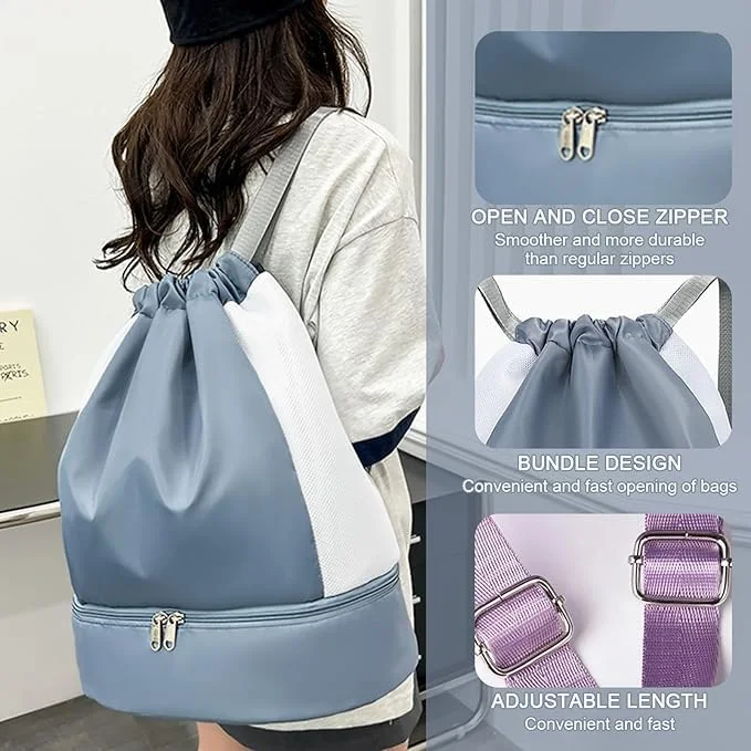 کوله پشتی بند دار ضد آب، کیف ورزشی، با محفظه کفش، برای شنا، تناسب اندام، مسافرت، آبی