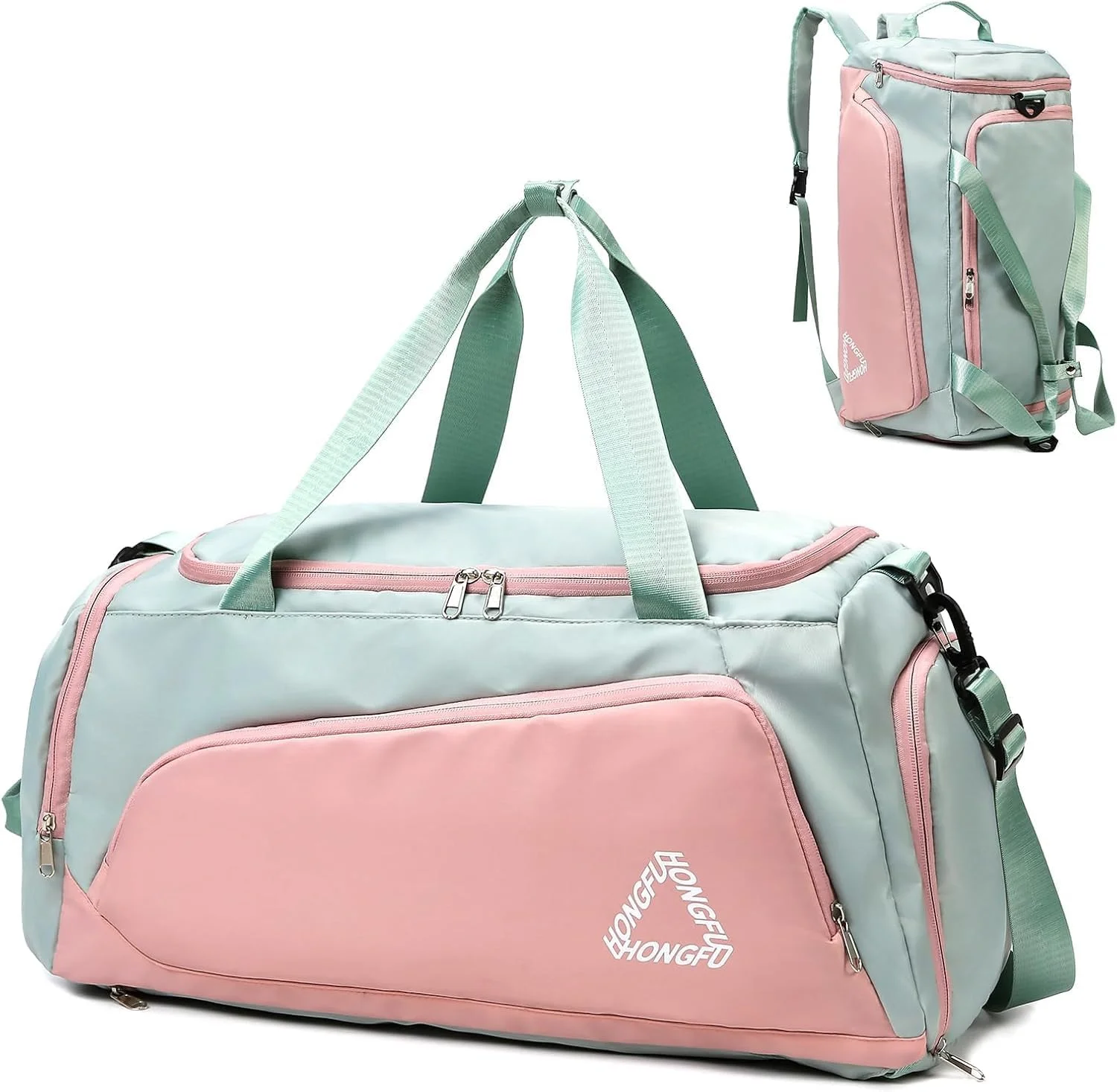 کیف ورزشی ضد آب 40 لیتری با محفظه کفش برای بانوان، کوله پشتی مسافرتی بزرگ آخر هفته با ظرفیت زیاد برای تناسب اندام، سفر کاری، فضای باز، تعطیلات سبز و صورتی