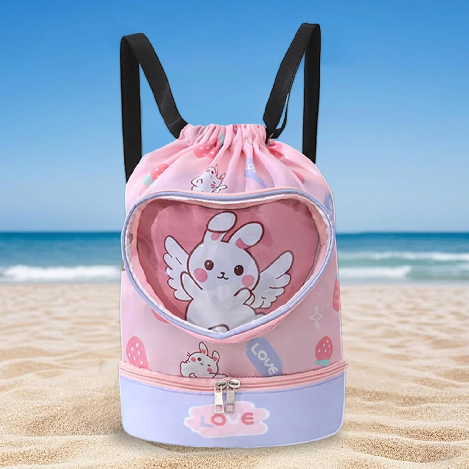 کیف شنا کودکانه، کوله پشتی ضد آب ساحلی، جدا کننده وسایل خیس و خشک، کیف ورزشی کارتونی برای استخر، مدرسه، مسافرت و کمپینگ، 36x30 سانتی متر، چند رنگ