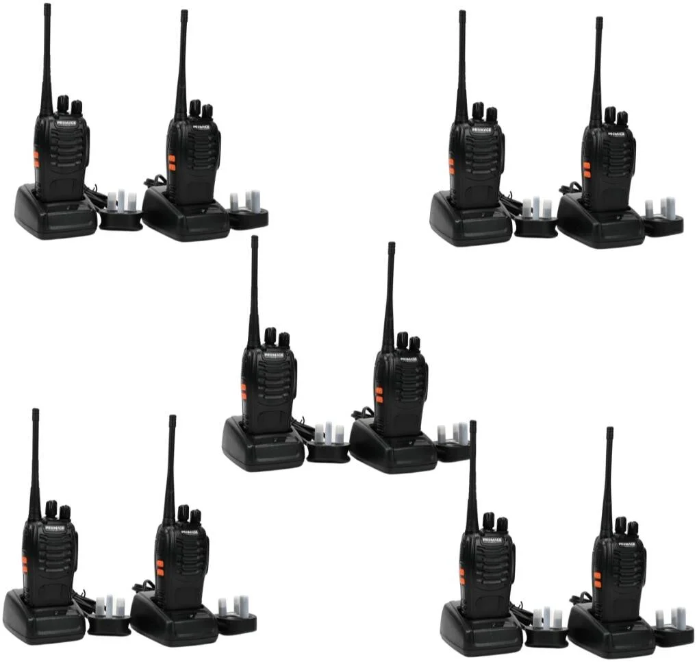 بسته دوتایی رادیو دو طرفه قابل حمل پرومِیج کانکت PC-WT-700، 420-450 مگاهرتز، 16 کانال، باتری 1500 میلی آمپر ساعت، آلارم اضطراری، چراغ قوه، عملکرد VOX، کیفیت بالا و قابل اعتماد، بسته 10 عددی | PC-WT-700