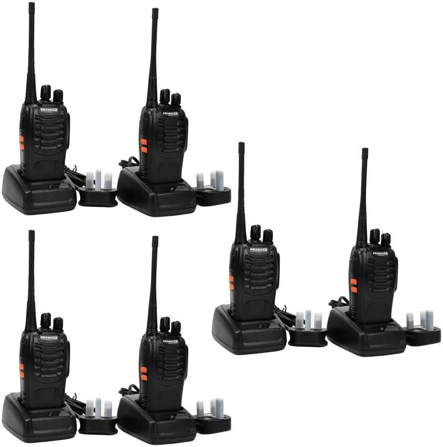 بسته دوتایی رادیو دو طرفه قابل حمل پرومِیج کانکت PC-WT-700، 420-450 مگاهرتز، 16 کانال، باتری 1500 میلی آمپر ساعت، آلارم اضطراری، چراغ قوه، عملکرد VOX، کیفیت بالا و قابل اعتماد، بسته 6 عددی | PC-WT-700