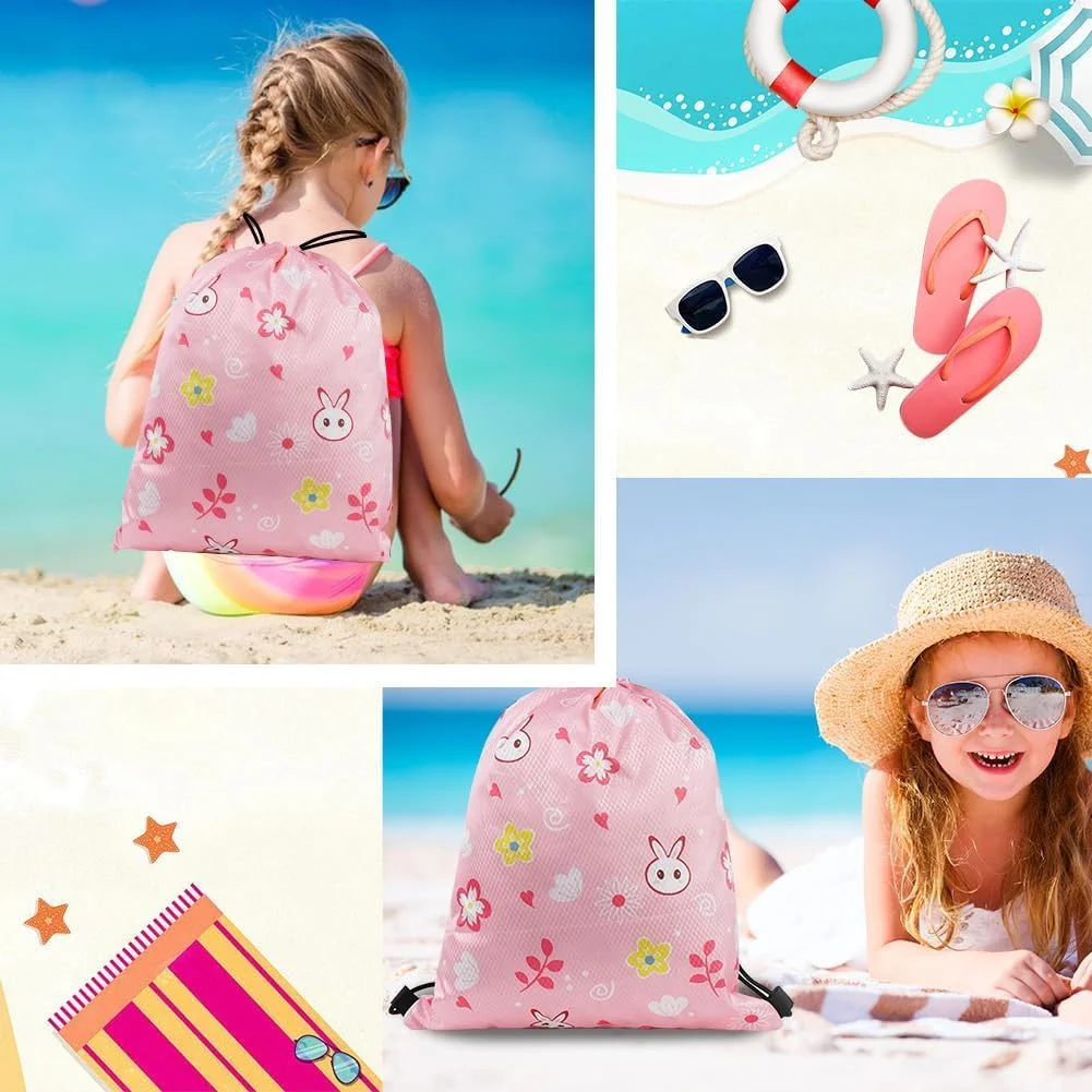 کیف شنا ضد آب بچه گانه با قابلیت جداسازی خشک و تر، کیف استخری سبک وزن با بند کشی، سازمان دهنده بادوام وسایل شنا برای پسران و دختران، کوله پشتی چند منظوره ساحلی و استخری خشک و تر