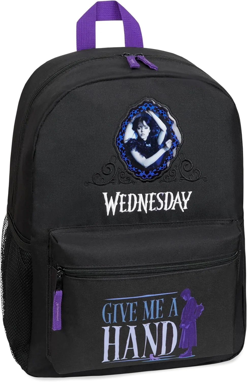 کوله پشتی بچگانه چهارشنبه با جیب جلویی و جیب توری جانبی، کوله پشتی مدرسه 37 در 29 سانتی متر مشکی - هدیه دخترانه