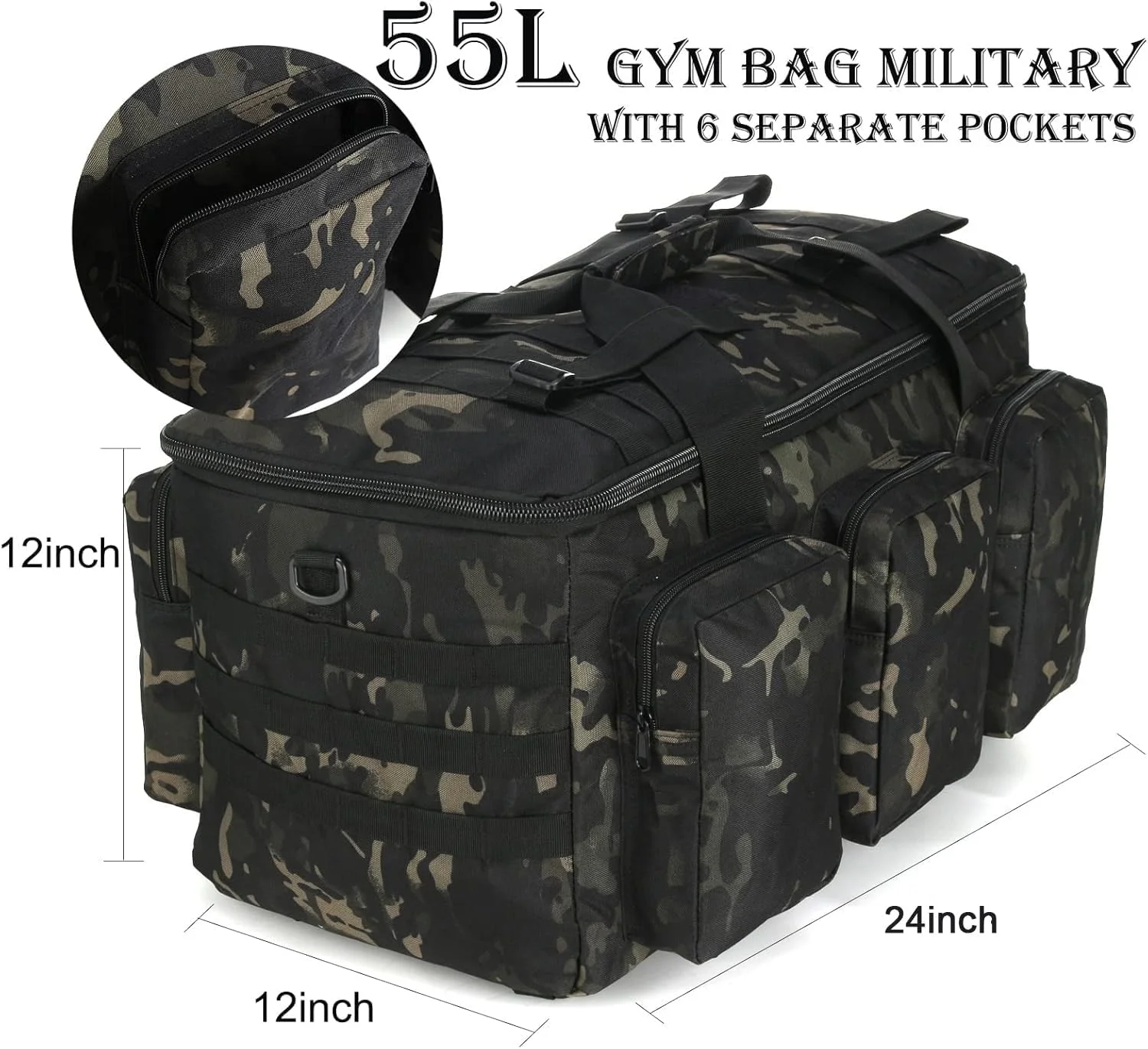 کیف دافل نظامی Sparklekle، کیف ورزشی 50 لیتری مردانه، کوله پشتی آخر هفته قابل تبدیل برای مسافرت های ورزشی و کمپینگ، 50 لیتر - Dark-Camo، 50.8 سانتی متر x 30.5 سانتی متر x 30.5 سانتی متر کیف دافل نظامی Sparklekle، کیف ورزشی 50 لیتری مردانه، کوله پشتی آخر هفته قابل تبدیل برای مسافرت های ورزشی و کمپینگ، 50 لیتر - Dark-Camo، 50.8 سانتی متر x 30.5 سانتی متر x 30.5 سانتی متر