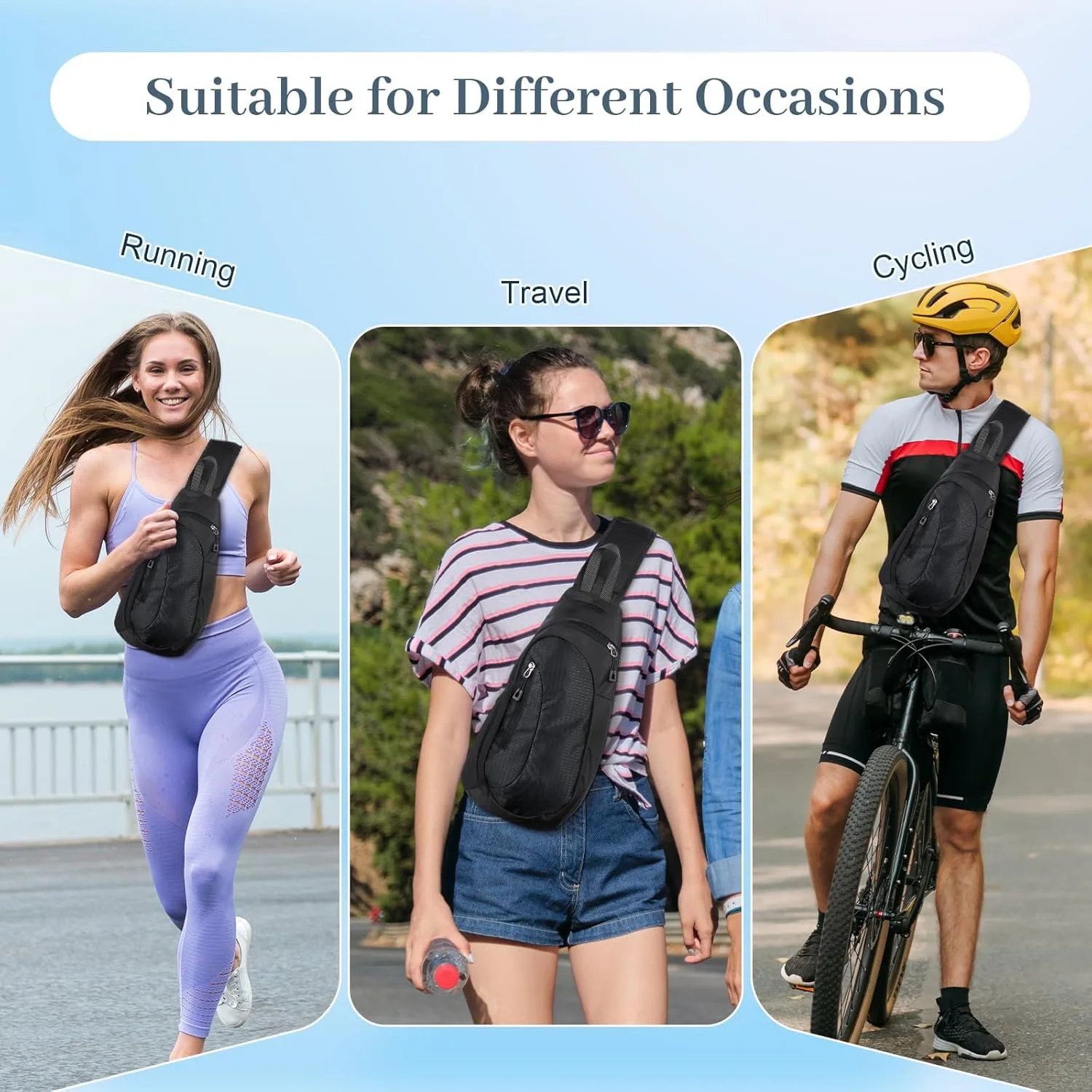 کیف دوشی ضد آب برای آقایان و بانوان، کیف های دوشی، کیف سینه ای، کیف شانه ای سبک وزن با بند قابل تنظیم، کیف های ضربدری و کوله پشتی برای مسافرت، پیاده روی، دویدن و دوچرخه سواری