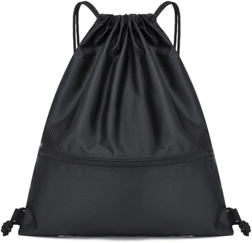 کیف کوله پشتی بند دار، کیف طنابی، سازمان دهنده شنا، کیف مسافرتی بسکتبال والیبال، کوله پشتی بند دار ضد آب با جیب زیپ دار، کیف طنابی ورزشی برای مردان و زنان (مشکی)