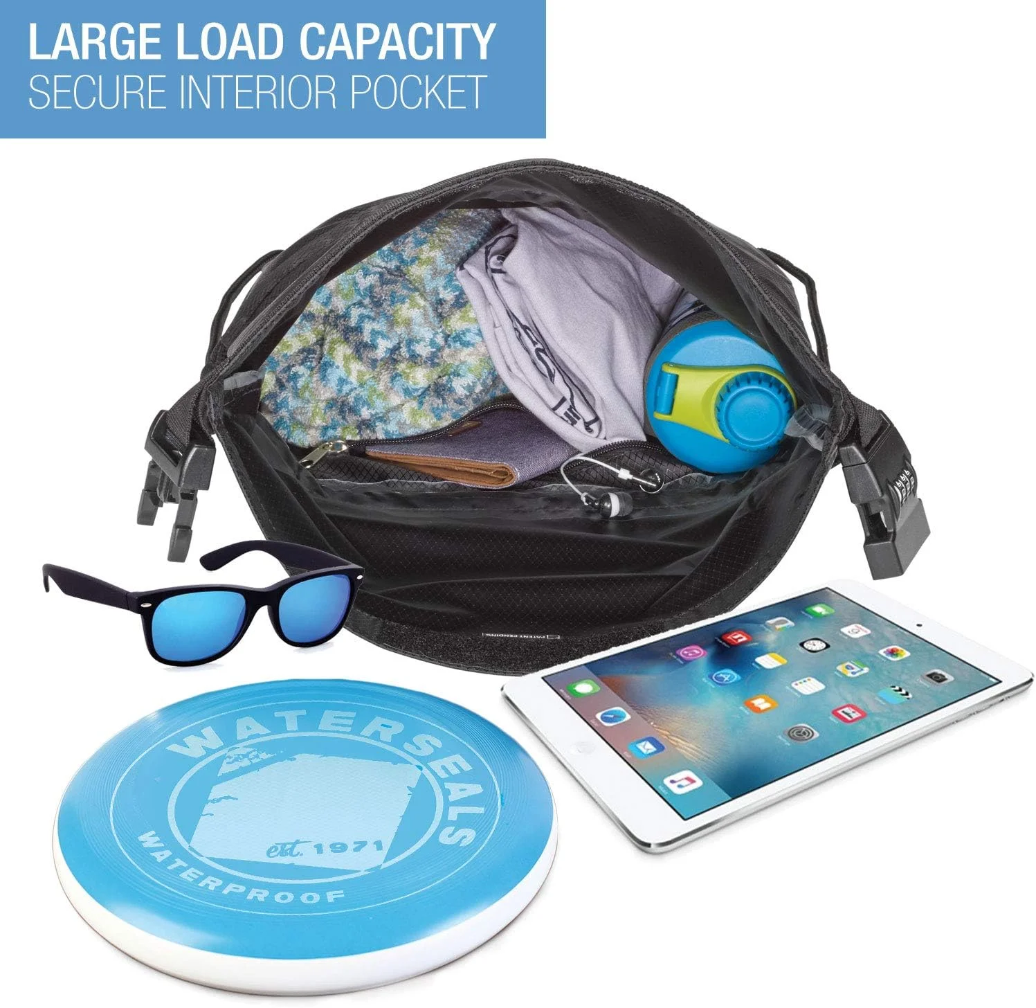 کوله پشتی بند دار ضد سرقت унисекс، نایلون ضد آب و مقاوم در برابر پارگی (محافظت از کیف پول، آیفون + اشیاء قیمتی)، مشکی، سایز واحد، مناسب برای مسافرت