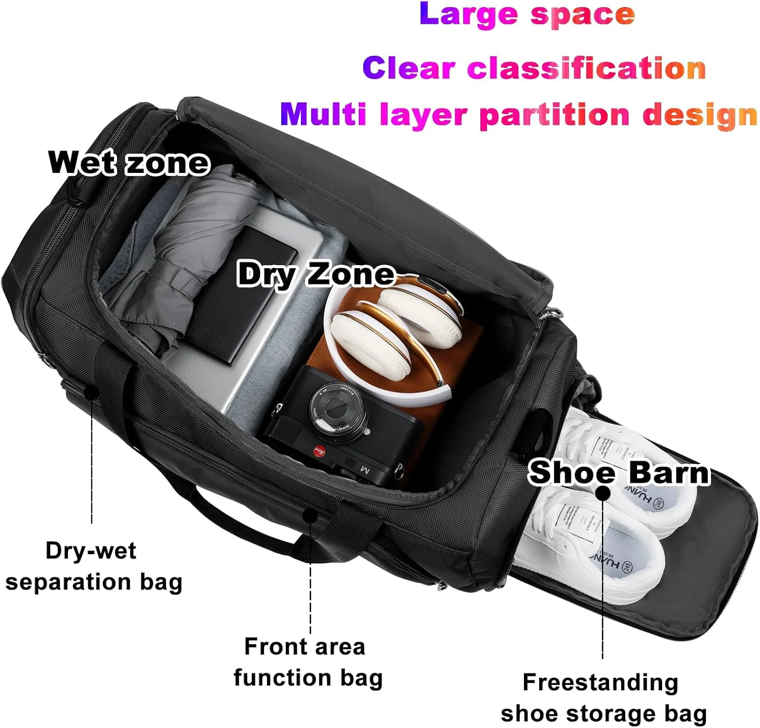 کیف باشگاه با محفظه جداگانه خشک و خیس و جیب مخصوص کفش، کیف مسافرتی ضد آب کیف باشگاه با محفظه جداگانه خشک و خیس و جیب مخصوص کفش، کیف مسافرتی ضد آب