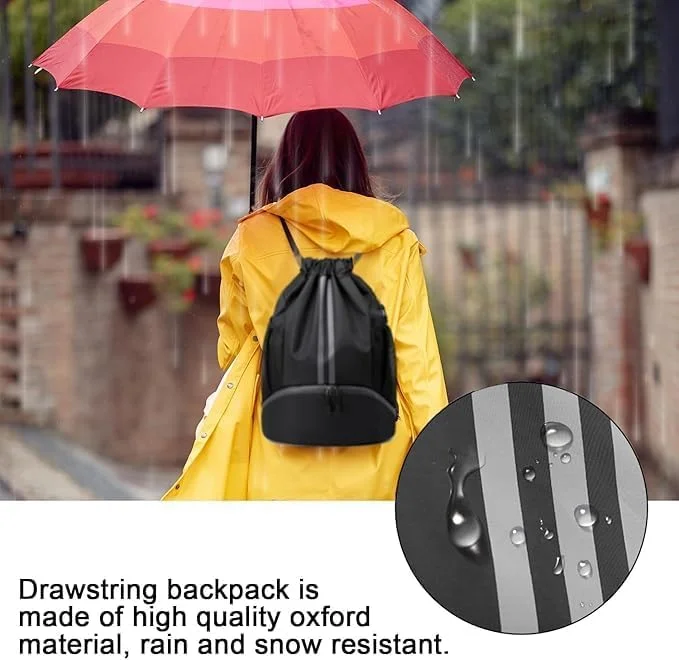 کیف ورزشی بند دار مشکی رنگ YelaJoy، کوله پشتی بند دار ضد آب مناسب آقایان و بانوان، کیف شنا با محفظه کفش، کیف ورزشی بند دار برای فوتبال و بسکتبال، سایز M کیف ورزشی بند دار مشکی رنگ YelaJoy، کوله پشتی بند دار ضد آب مناسب آقایان و بانوان، کیف شنا با محفظه کفش، کیف ورزشی بند دار برای فوتبال و بسکتبال، سایز M