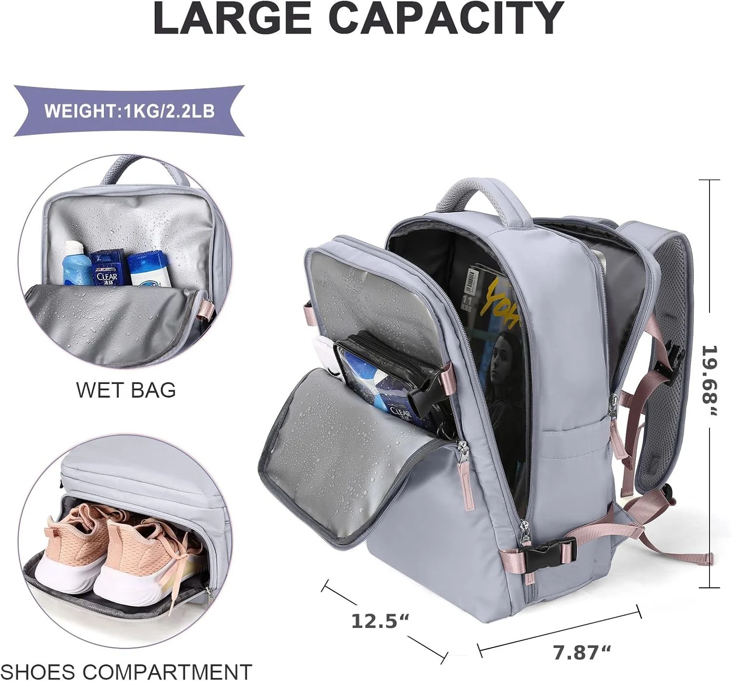 کوله پشتی بزرگ مسافرتی زنانه، کوله پشتی دستی، کوله پشتی کوهنوردی ضد آب ورزشی در فضای باز، کوله پشتی روزانه غیر رسمی، کیف مدرسه ...