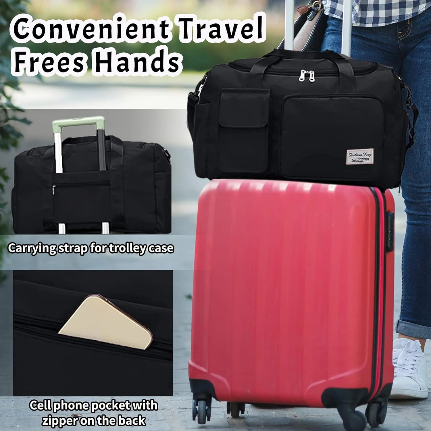 کیف دافل تاشو مسافرتی ورزشی Yuroochii، کیف دافل ورزشی جداگانه خشک و مرطوب، کیف یوگا، کیف دستی با محفظه کفش، کیف آخر هفته مسافرتی (مشکی)