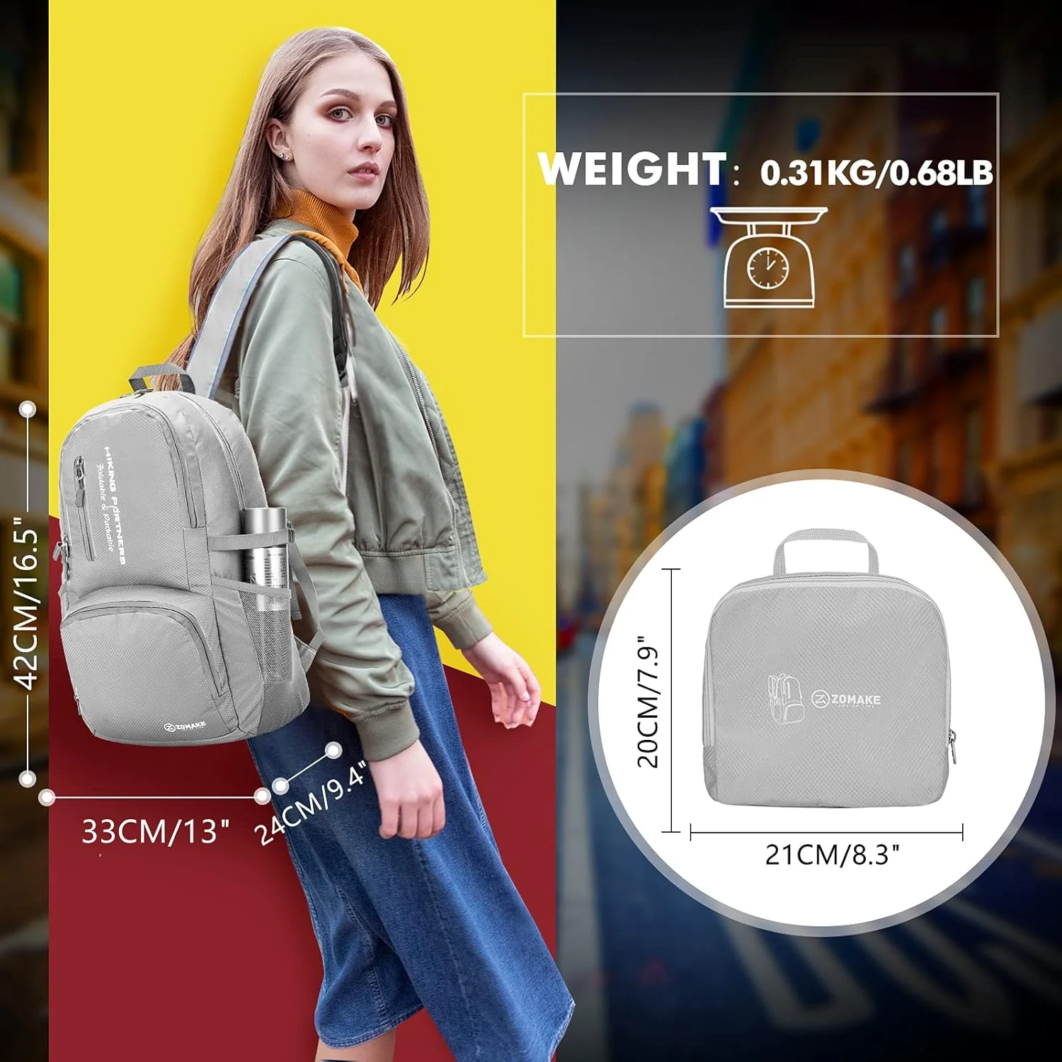 کوله پشتی تاشو سبک وزن ZOMAKE با ظرفیت 35 لیتر، کوله پشتی پیاده روی ضد آب، کیف مسافرتی نایلونی، کوله پشتی ورزشی در فضای باز، مناسب برای کمپینگ، پیاده روی و کوهنوردی برای آقایان، بانوان و سالمندان