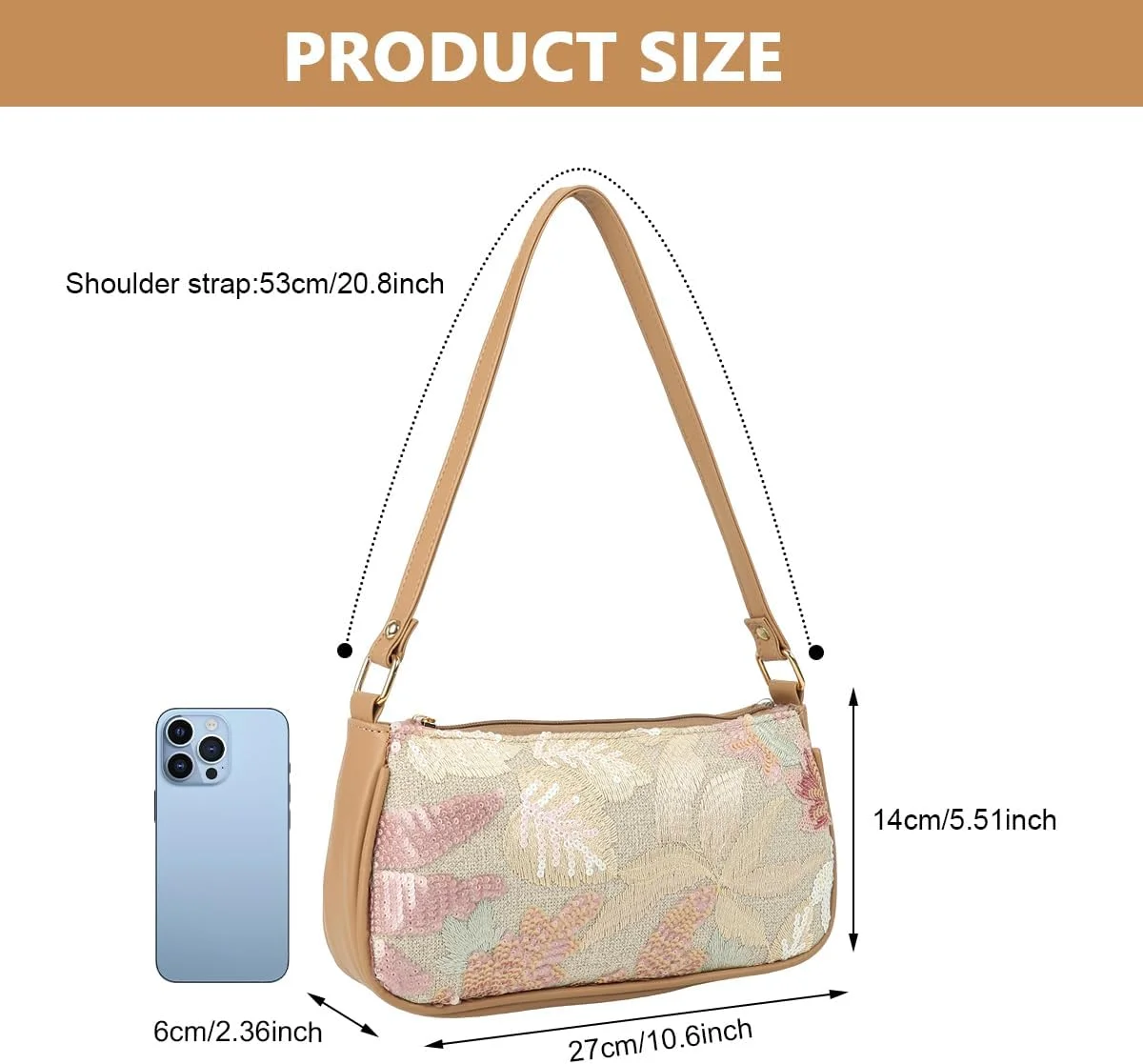 کیف دوشی زنانه، کیف دستی مجلسی زنانه با طرح گل، کیف کلاچ پولکی با دسته بالایی، کیف زیر بغل، کیف دستی مهمانی عروسی، کیف دستی رسمی بند دوشی