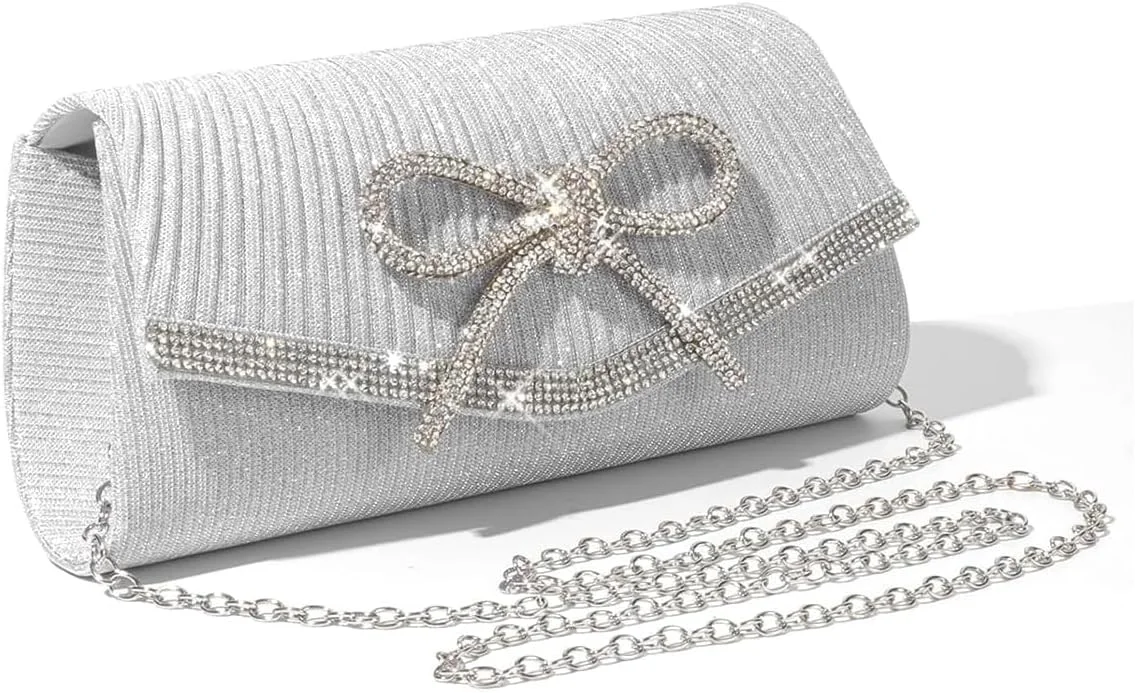 کیف دستی پاپیونی مجلسی، کیف های دوشی زنانه، کیف های دستی براق، کیف شانه ای نگین دار اکلیلی برای مهمانی و مراسم رسمی