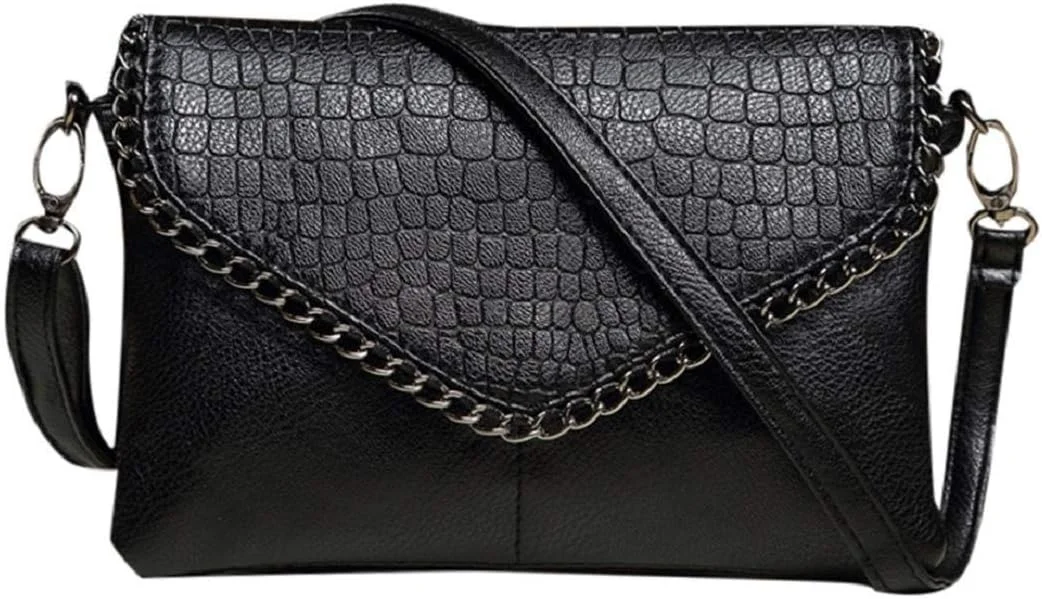 کیف دستی زنانه گالف دیلز با طرح پوست ماری، ضد آب و بادوام، چرم صاف و سنگریزه ای - مشکی