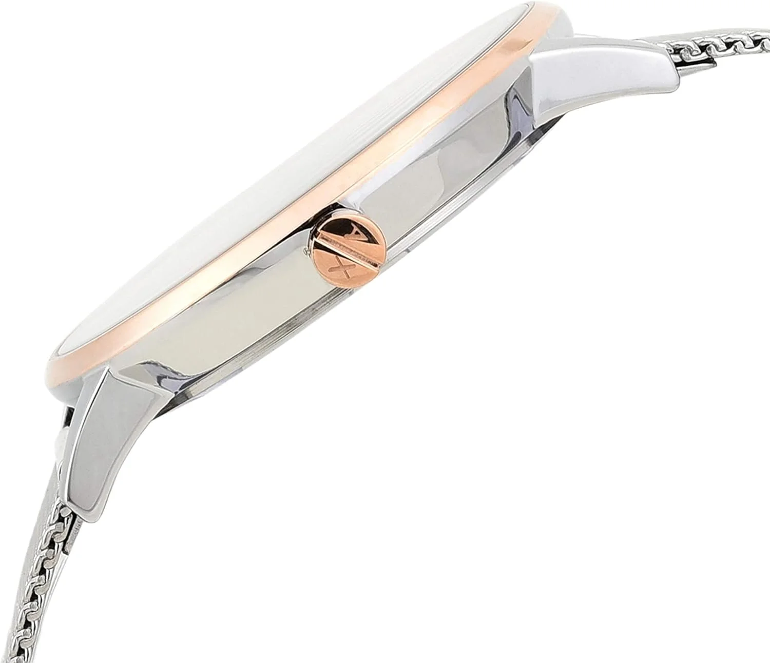 ساعت مچی زنانه آرمانی اکسچنج با سه عقربه، بدنه استیل ضد زنگ، سایز قاب 36 میلی متر، بند توری استیل ضد زنگ