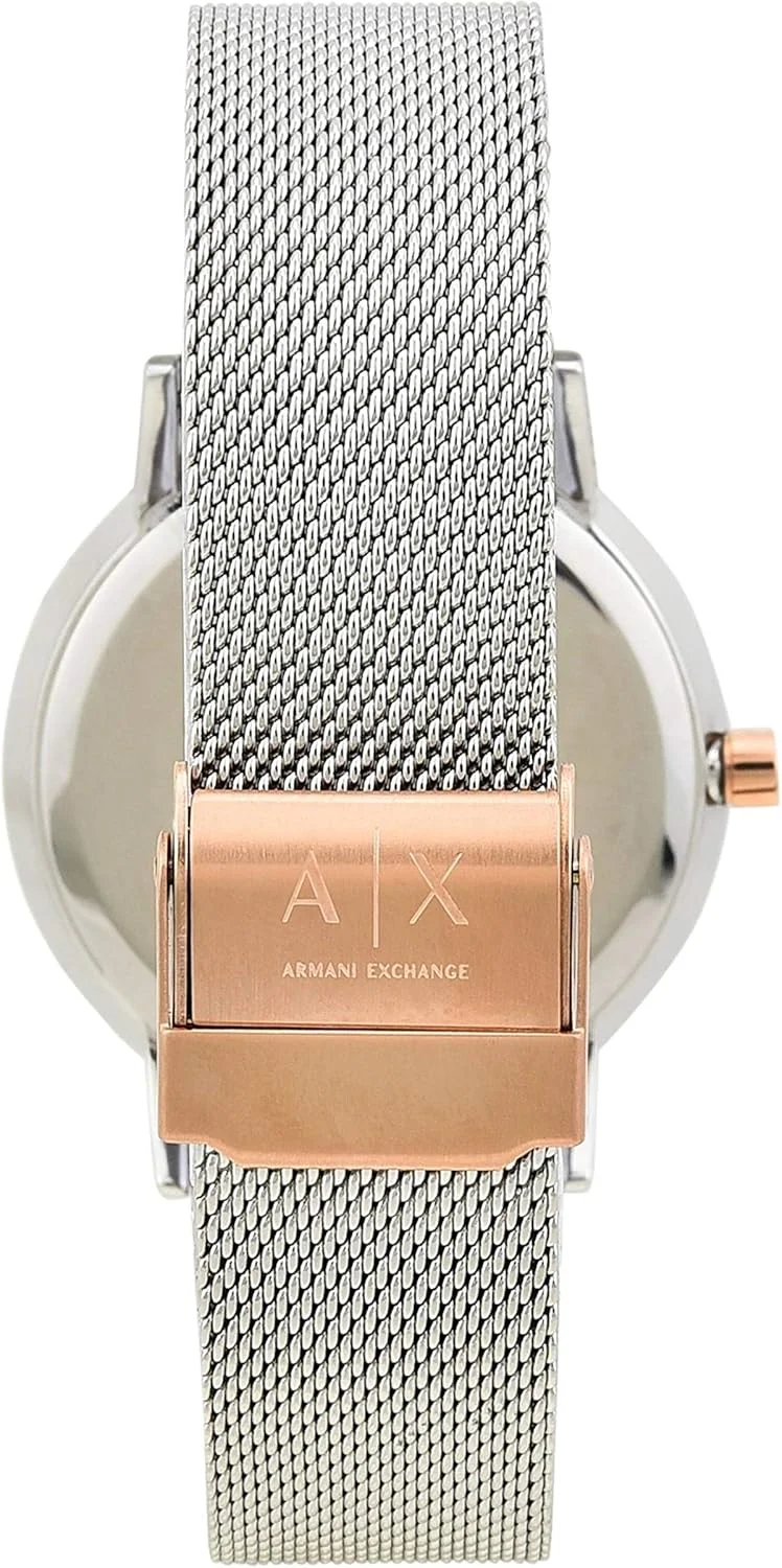 ساعت مچی زنانه آرمانی اکسچنج با سه عقربه، بدنه استیل ضد زنگ، سایز قاب 36 میلی متر، بند توری استیل ضد زنگ