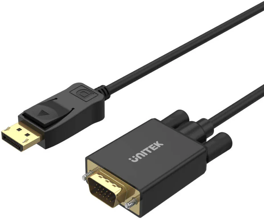 کابل DisplayPort به VGA یونیتک، تا رزولوشن 1920x1200، دارای محافظ کابل، بدون نیاز به نرمافزار، طول کابل 1.8 متر، مشکی | Y-5118F کابل DisplayPort به VGA یونیتک، تا رزولوشن 1920x1200، دارای محافظ کابل، بدون نیاز به نرمافزار، طول کابل 1.8 متر، مشکی | Y-5118F