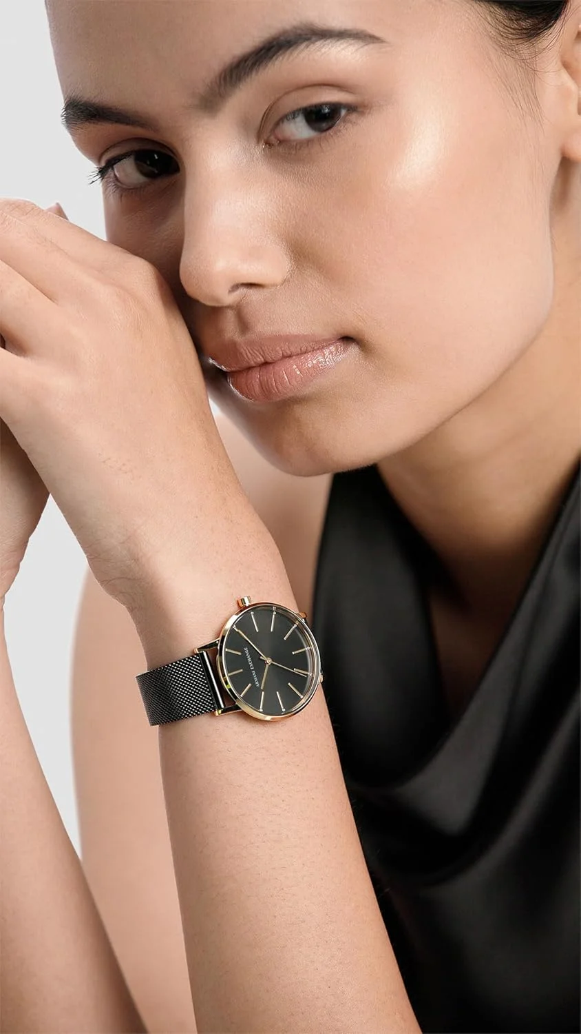 ساعت سه عقربه زنانه آرمانی اکسچنج، استیل ضد زنگ، اندازه قاب 36 میلی متر، بند توری استیل ضد زنگ