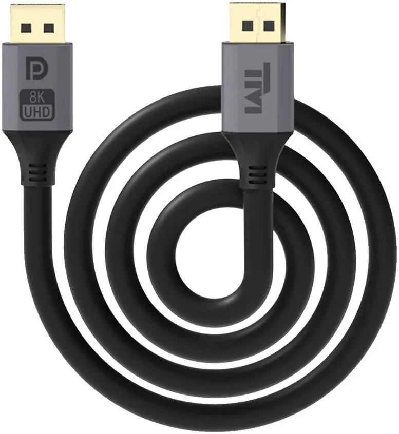 کابل Display Port از Twisted Minds، رزولوشن 8K/60Hz، 4K/144Hz، 4K/120Hz، 4K/60Hz پهنای باند 32.4Gbps، 2 متر، مس خالص، خاکستری | TM-DP-2M