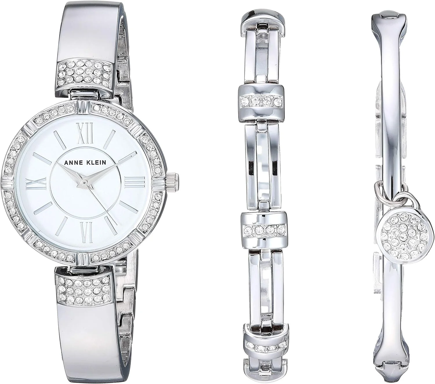 Anne Klein Women's Premium Crystal Accented Watch and Bracelet Set