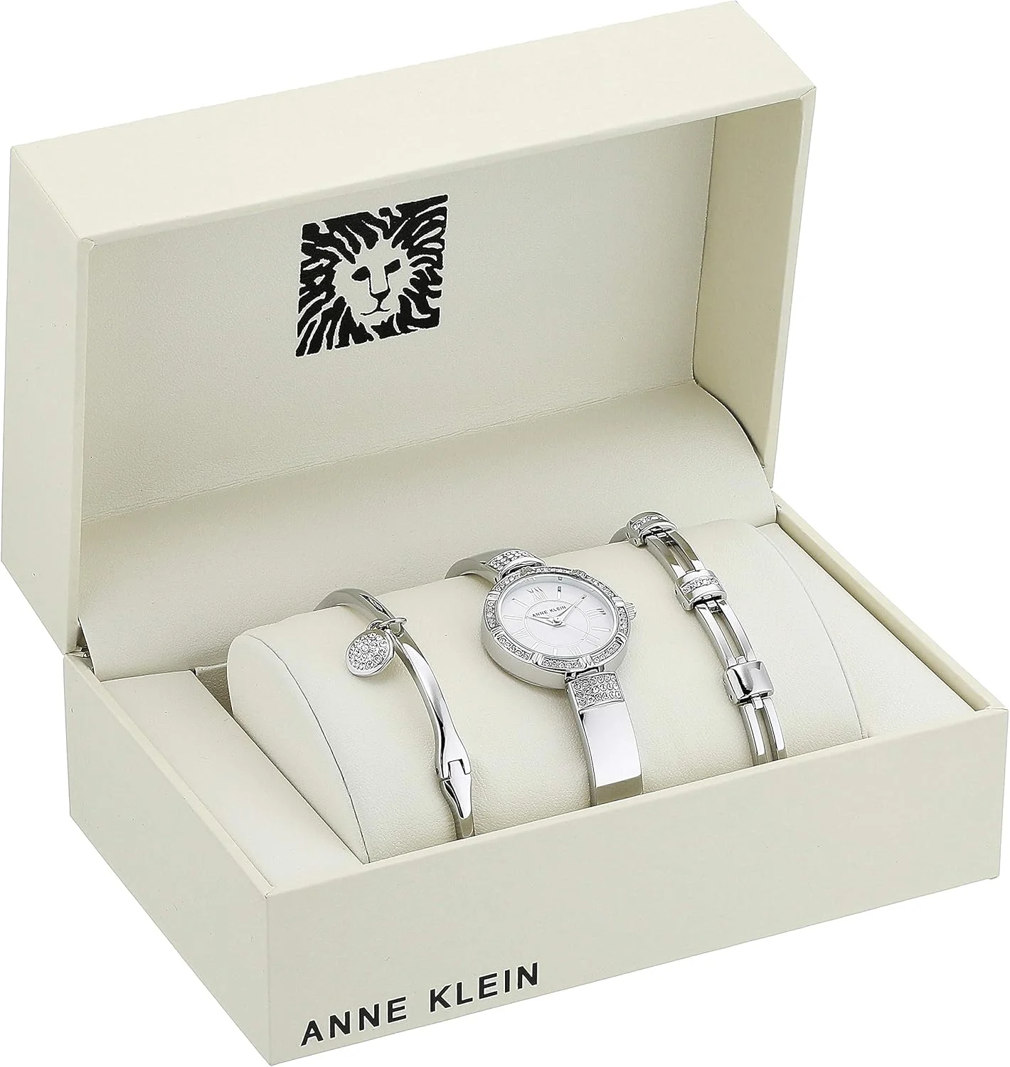 Anne Klein Women's Premium Crystal Accented Watch and Bracelet Set
