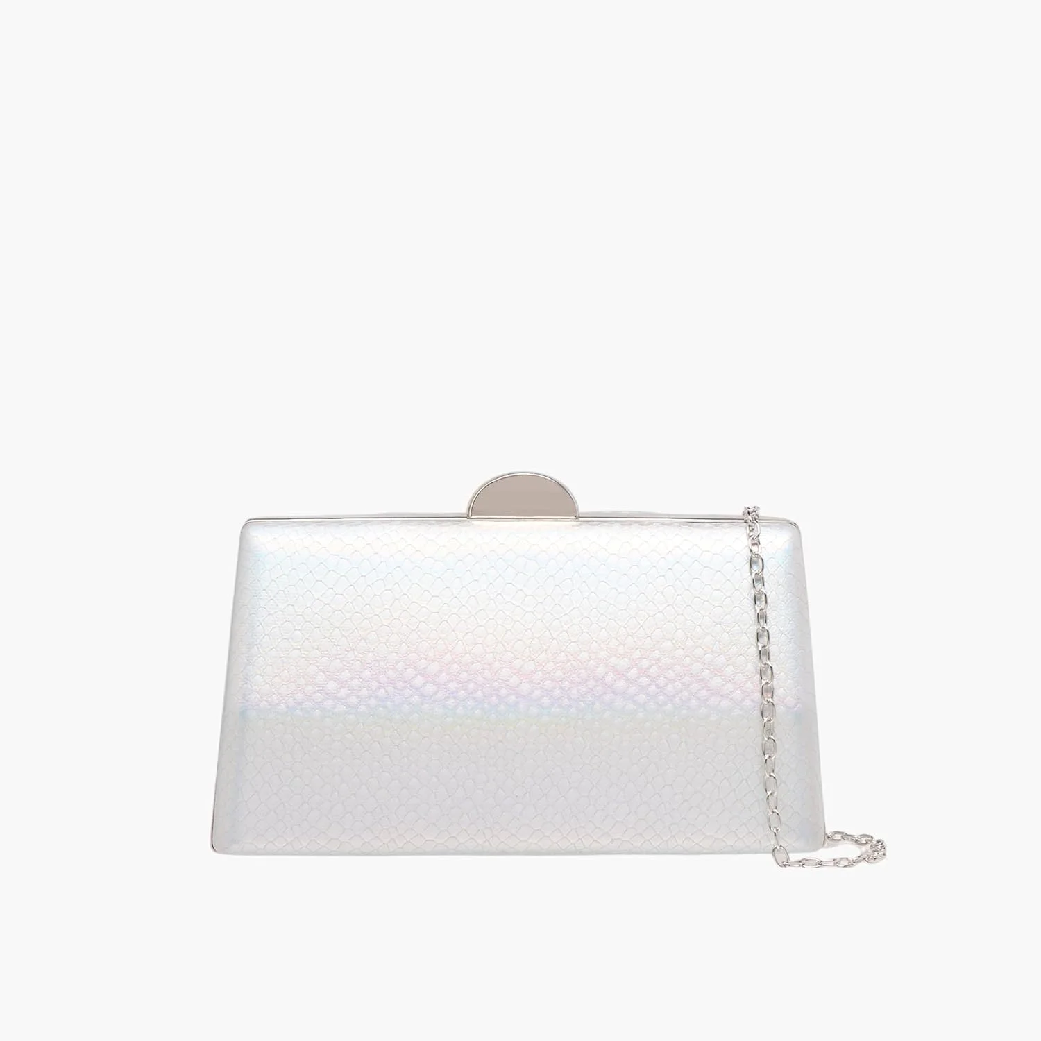 کیف دستی زنانه فلورا بلا از شواکسپرس - کیف کلاچ رنگین کمانی با بست فلپ و بند زنجیری