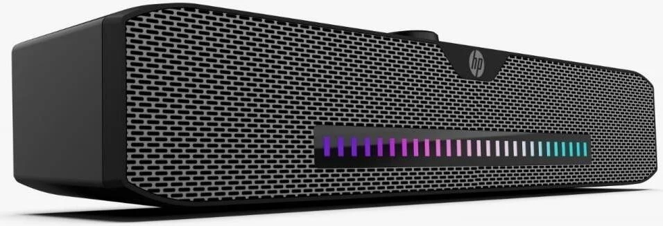 اسپیکر کامپیوتر سیم دار LED مدل HP DHS-4200، توان نامی 2x3W، خروجی صدا جک 3.5 میلی متری و منبع تغذیه USB، اندازه بلندگو 52 میلی متر، LED روشن، مشکی | DHS-4200