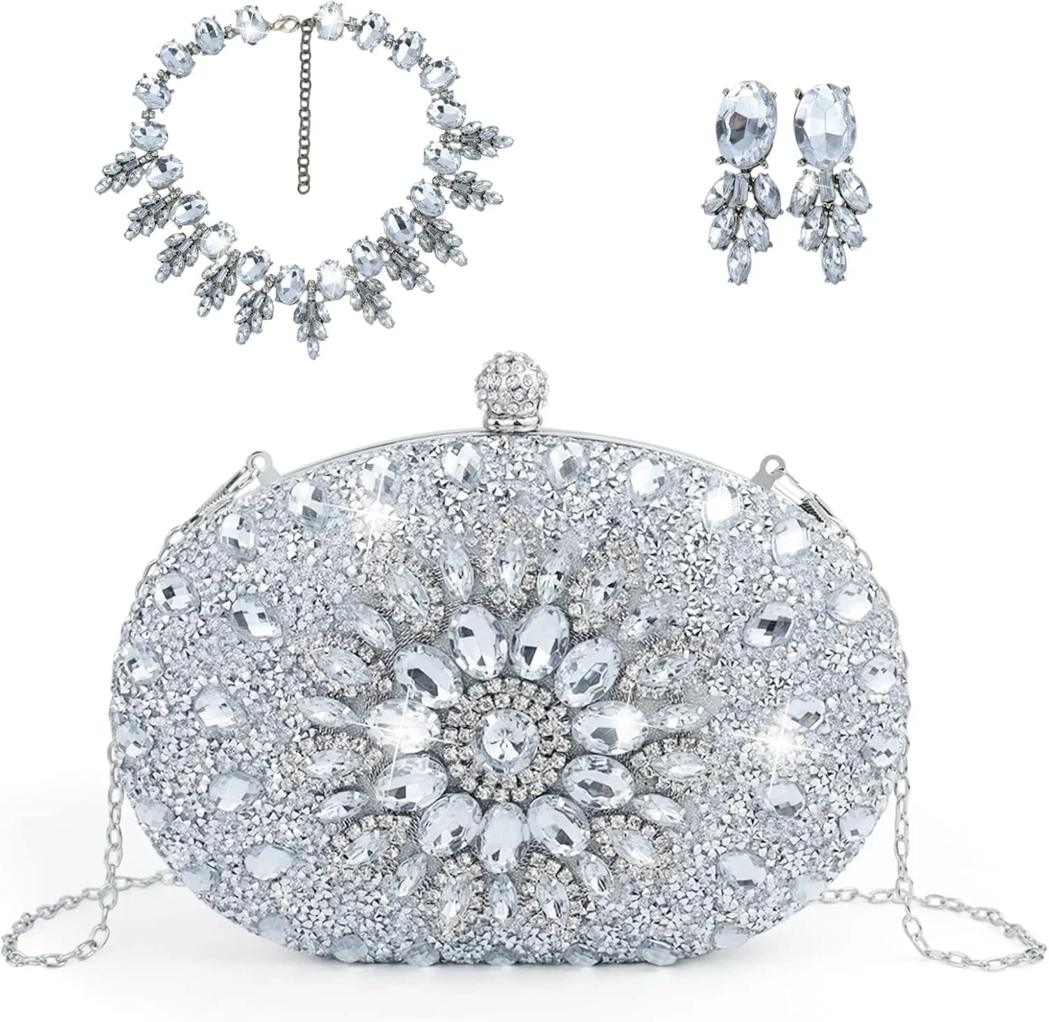 کیف دستی مجلسی زنانه Excefore، کیف شب نگین دار، کیف براق و اکلیلی مناسب مهمانی های دهه 1920، جشن و عروسی