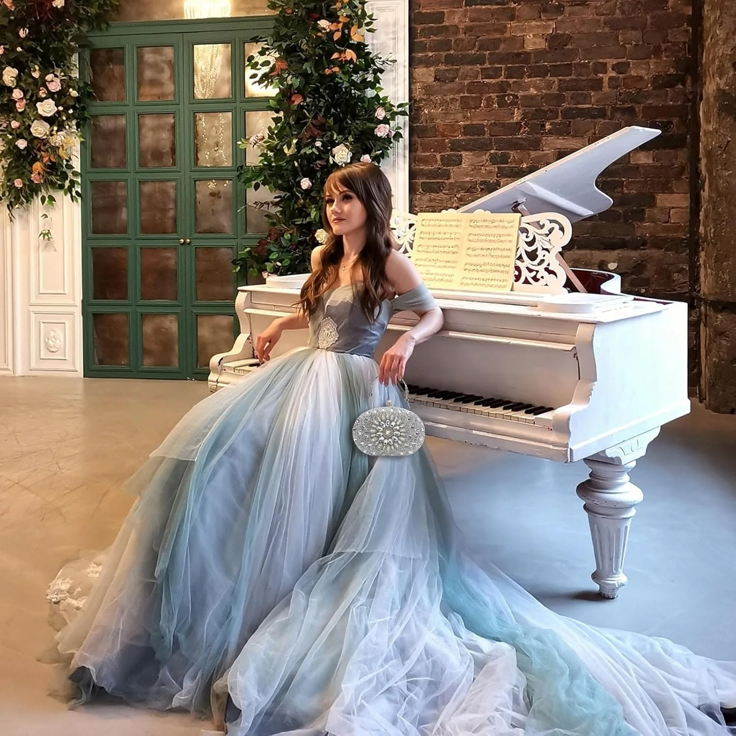 کیف دستی مجلسی زنانه Excefore، کیف شب نگین دار، کیف براق و اکلیلی مناسب مهمانی های دهه 1920، جشن و عروسی