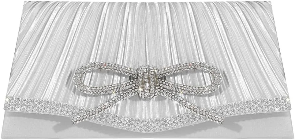 کیف دستی مجلسی پاپیونی زنانه، کیف پول براق و نگین دار مناسب عروسی، مهمانی و جشن