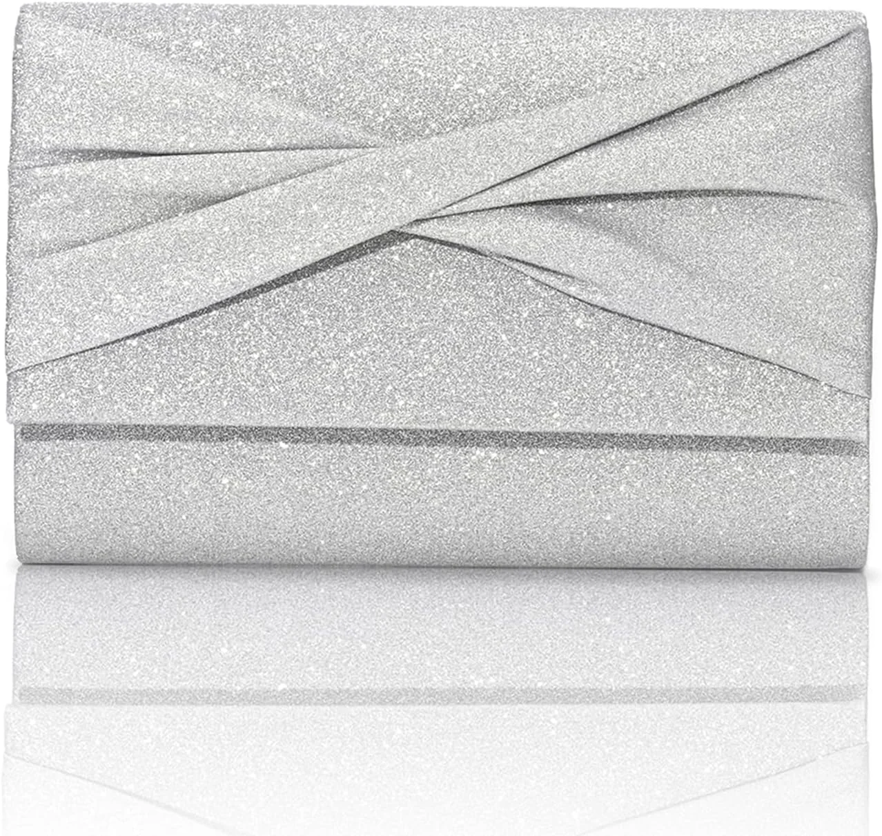 کیف دستی نقره ای مجلسی زنانه، کیف عروسی با زنجیر، کیف کلاچ کوچک طرح الماس زنانه برای مهمانی و جشن