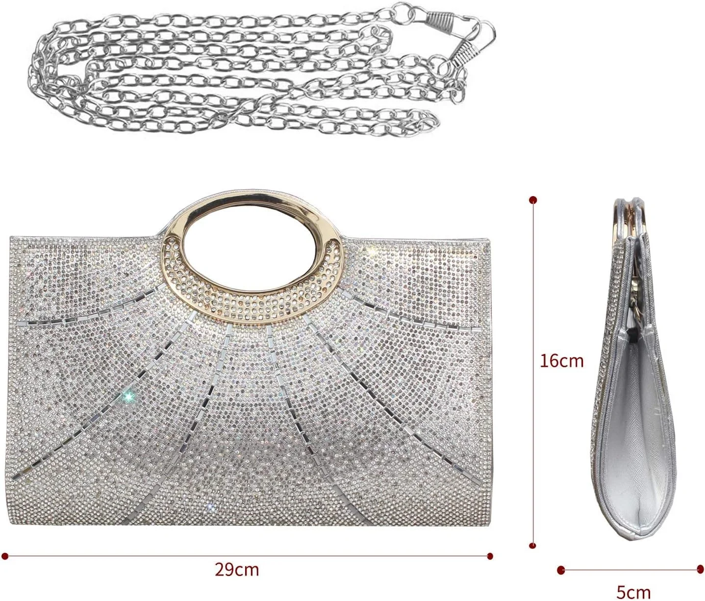 کیف دستی زنانه GESU، کیف مجلسی زنانه نگین دار (تک عددی)