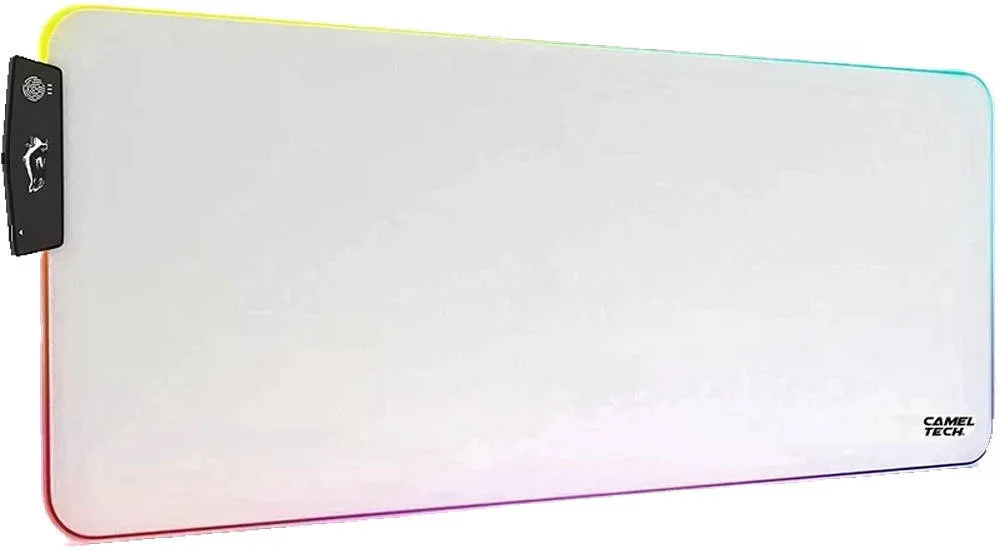 پد ماوس کمِل تک 2XL با نورپردازی RGB، دارای 15 حالت نورپردازی، پارچه با کیفیت بالا، تاشو برای نگهداری آسان، ضخامت 4 میلی متر، ابعاد 900x400 میلی متر، ورودی USB-A، سفید | 7340446630120