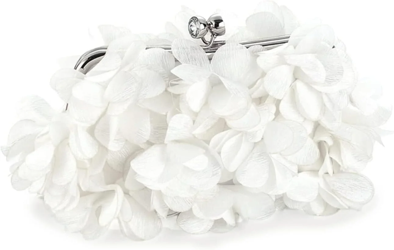 کیف دستی مجلسی زنانه، کیف کلاچ ساتن گلدار کوچک، کیف عروس، کیف کلاچ گلدار کوچک با زنجیر جداشدنی برای عروسی، مهمانی، جشن