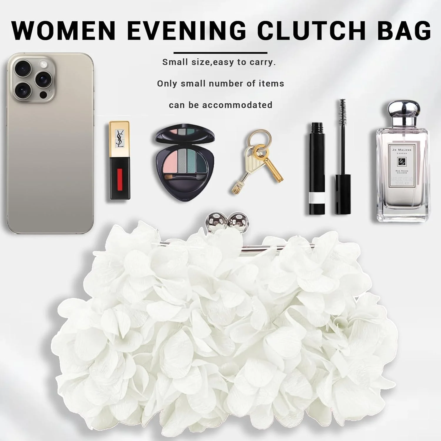 کیف دستی مجلسی زنانه، کیف کلاچ ساتن گلدار کوچک، کیف عروس، کیف کلاچ گلدار کوچک با زنجیر جداشدنی برای عروسی، مهمانی، جشن